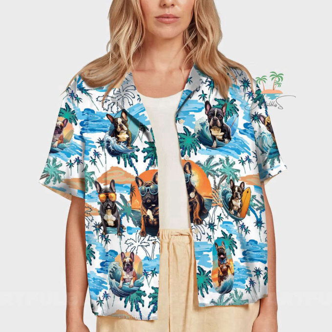 Bulldog with Glasses Hawaiian Shirt, Gift For Men And Women, French Bulldog Surfing Hawaii Shirt