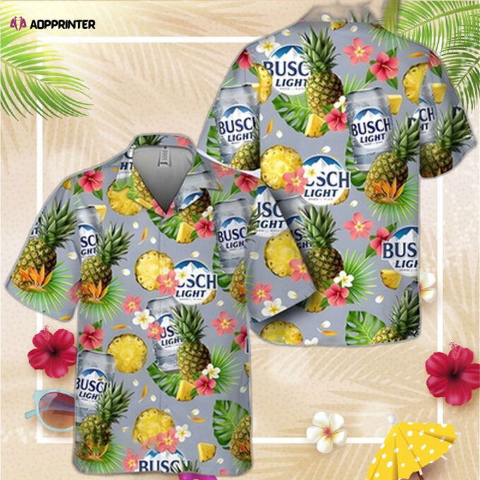 Busch Light Beer Hawaiian Shirt  Pineapple Pattern Trendy Summer Gift