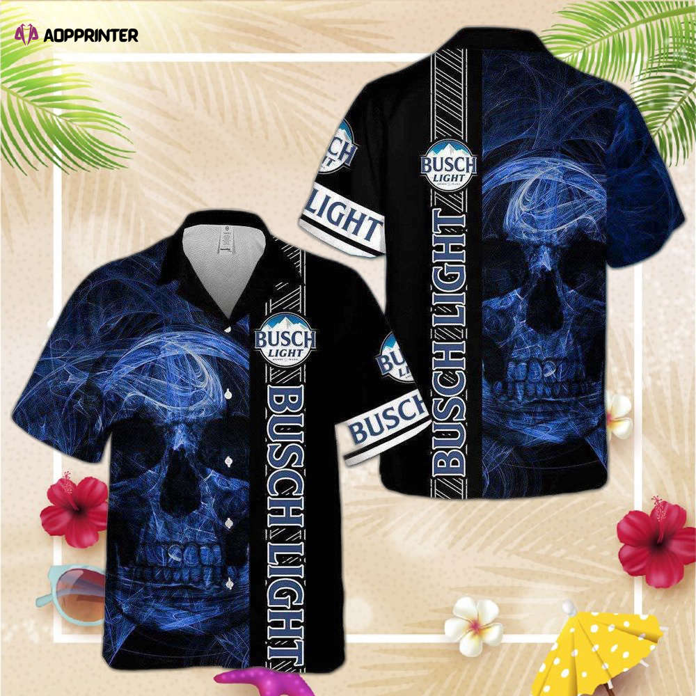 Busch Light Smoky Blue Skull Hawaiian Shirt For Men And Women Busch Light Smoky Blue Skull Hawaiian Shirt For Men And Women