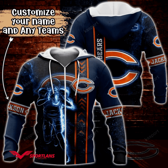 Chicago Bears NFL Custom Name 3D Hoodie, Best Gift For Men And Women