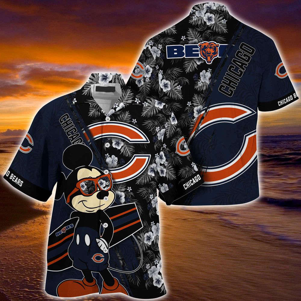 Chicago Bears NFL-Summer Hawaii Shirt Mickey And Floral Pattern For Sports Fans Chicago Bears NFL-Summer Hawaii Shirt Mickey And Floral Pattern For Sports Fans
