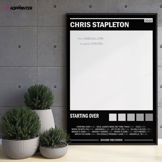 Chris Stapleton – Starting Over – Album Poster – Gift For Home Decor