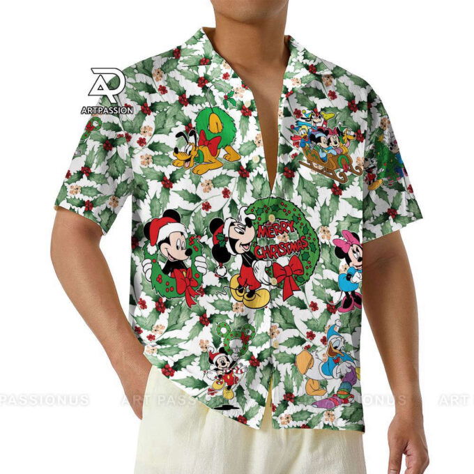 Christmas Leaves Disney Hawaiian Shirt, Mickey Minnie Mouse Hawaii Shirt, For Men Women