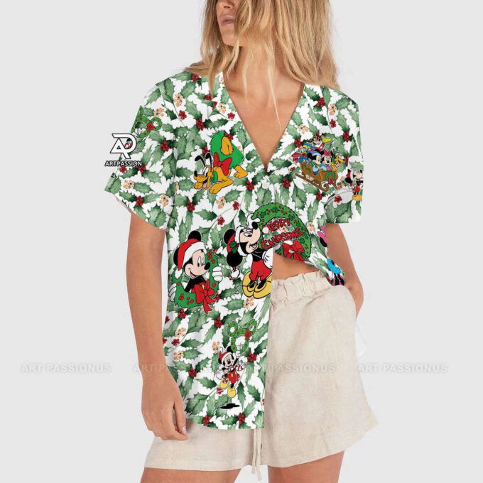 Christmas Leaves Disney Hawaiian Shirt, Mickey Minnie Mouse Hawaii Shirt, For Men Women