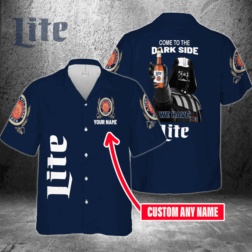 Come To The Dark Side We Have Miller Lite Custom Name Hawaiian Shirt For Men And Women Come To The Dark Side We Have Miller Lite Custom Name Hawaiian Shirt For Men And Women