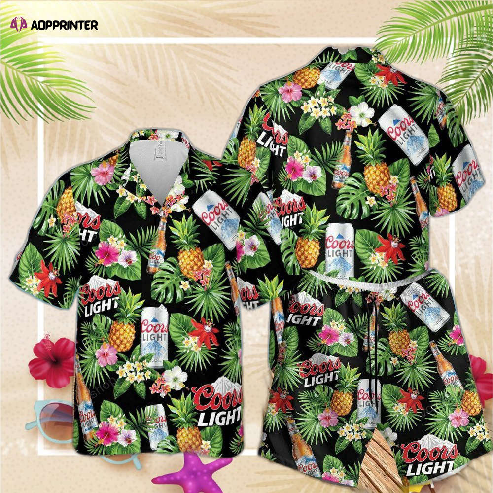 Coors Light Beer Black Floral Hawaiian Shirt For Men Women And Beach Shorts Coors Light Beer Black Floral Hawaiian Shirt For Men Women And Beach Shorts