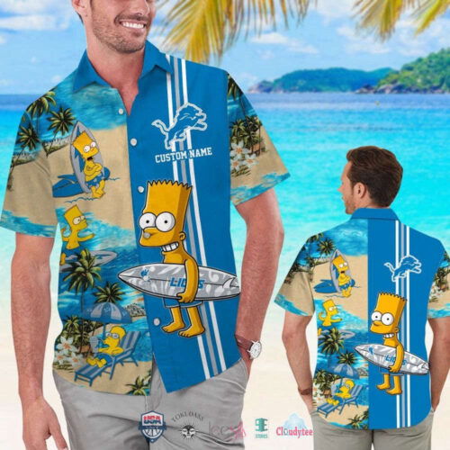 Custom Name Detroit Lions Bart Simpson Hawaiian Shirt For Men Women