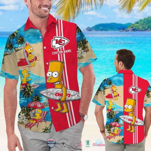 Custom Name Kansas City Chiefs Bart Simpson Hawaiian Shirt For Men Women