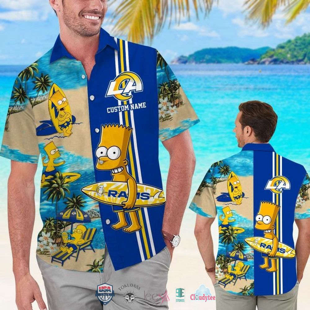 Custom Name Los Angeles Rams Bart Simpson Hawaiian Shirt For Men Women Custom Name Los Angeles Rams Bart Simpson Hawaiian Shirt For Men Women
