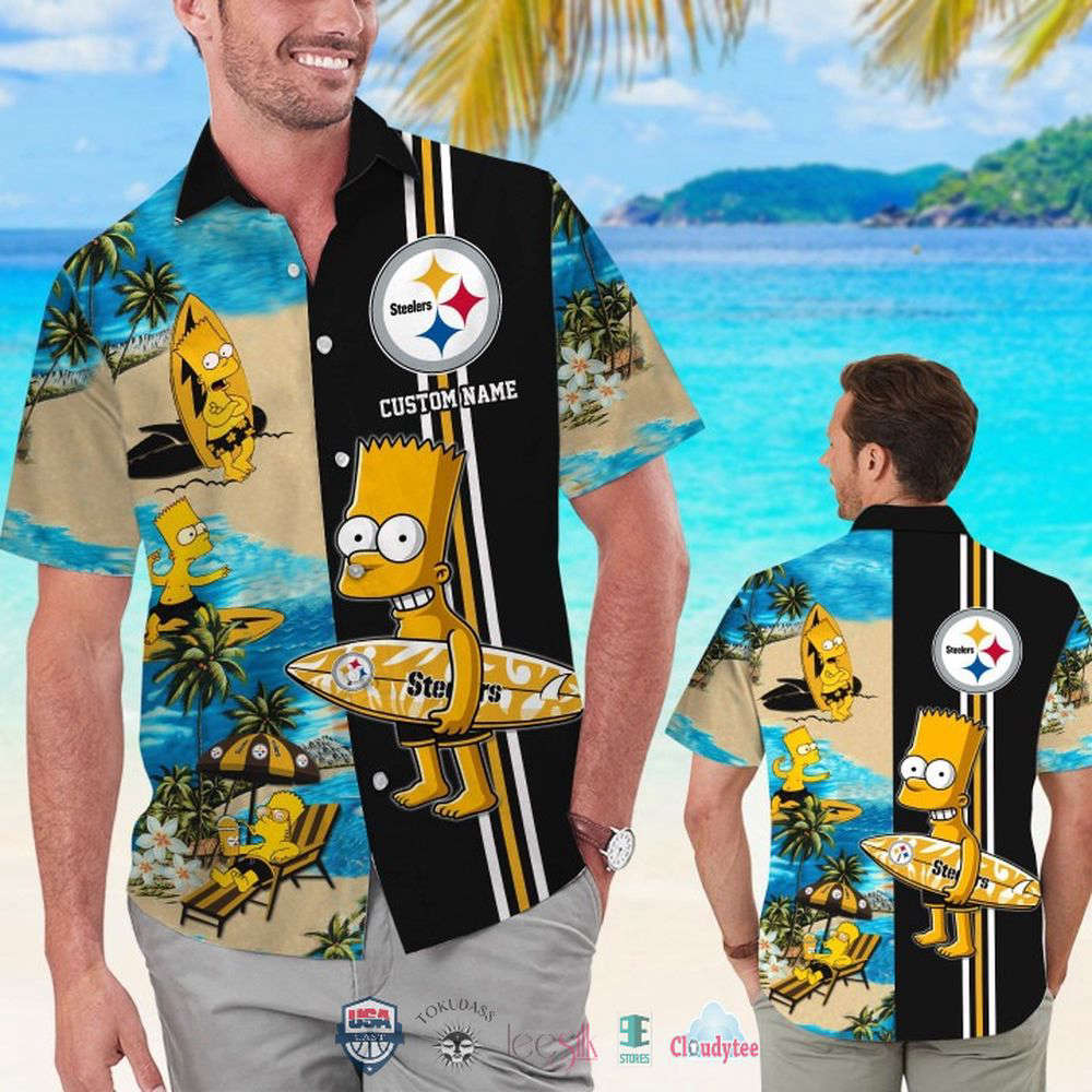 Custom Name Pittsburgh Steelers Bart Simpson Hawaiian Shirt For Men Women Custom Name Pittsburgh Steelers Bart Simpson Hawaiian Shirt For Men Women
