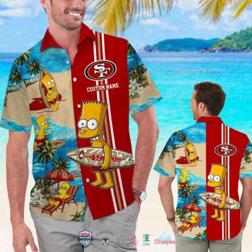Custom Name San Francisco 49ers Bart Simpson Hawaiian Shirt For Men Women