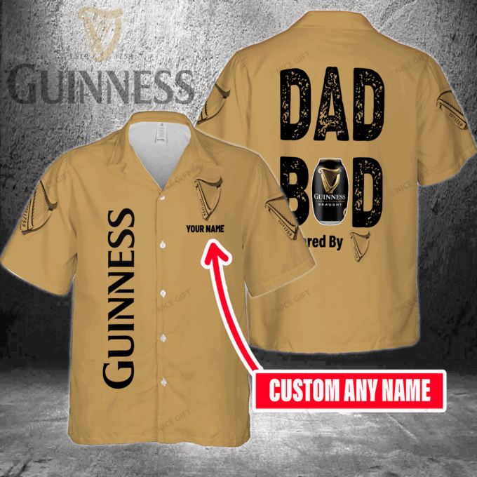 Dad Bod Powered By Guinness Custom Name Hawaiian Shirt For Men And Women