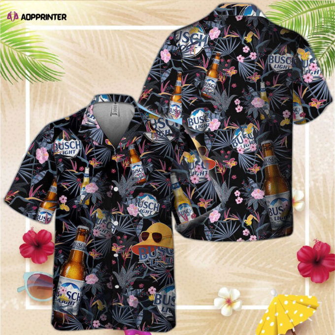 Dark Tropical Busch Light Hawaiian Shirt For Men Women