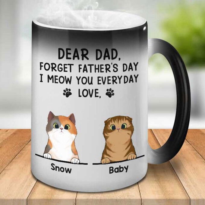 Dear Dad Forget FaTher’s Day I Meow You Everyday,  Personalized Color Changing Cat Mug