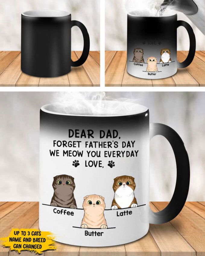 Dear Dad Forget FaTher’s Day I Meow You Everyday,  Personalized Color Changing Cat Mug