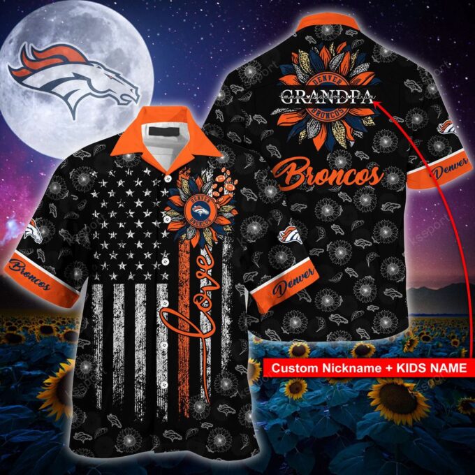 Denver Broncos NFL-Hawaii Shirt Sunflower Custom Your Nickname,Kids Name For Men And Women