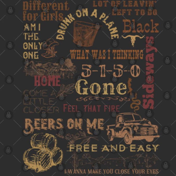 Dierks Bentley Bull Horns Tracklist Concert Shirt Top