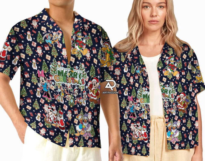 Disney Merry Christmas Hawaiian Shirt, Mickey Minnie Disneyland, For Men Women