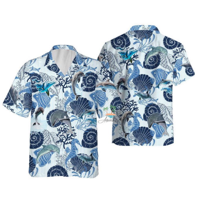 Dolphin Seahorse Hawaiian Shirt, Gift For Men And Women, Seashells Beach Hawaii Shirt