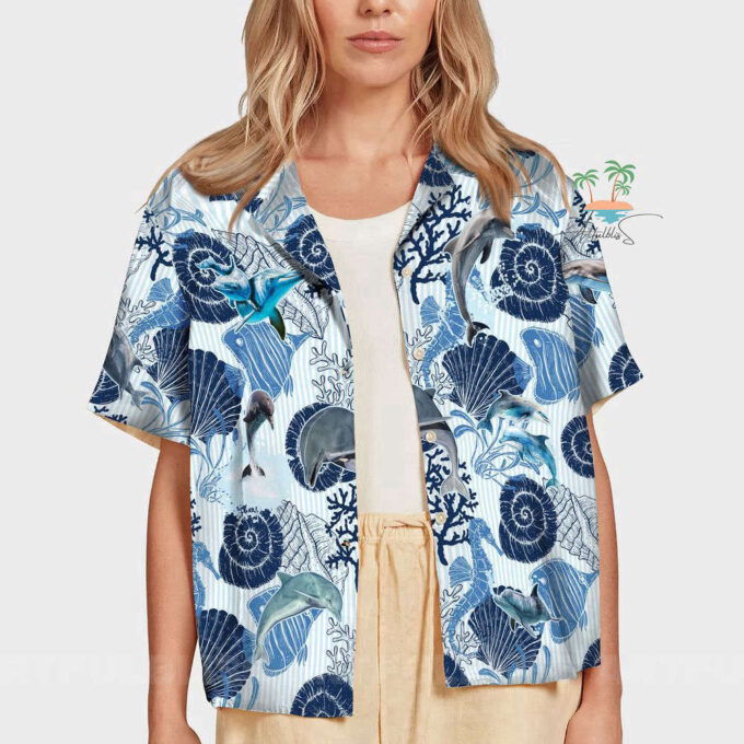 Dolphin Seahorse Hawaiian Shirt, Gift For Men And Women, Seashells Beach Hawaii Shirt