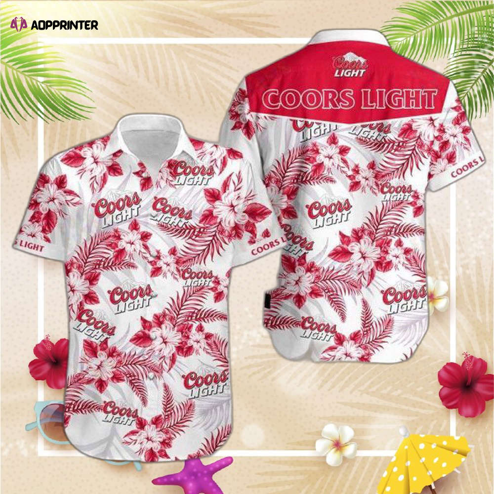 F89 Beer Hawaii Shirt Coors Light Logo Hibiscus Flower Pattern Red White Hawaiian Aloha Shirt F89 Beer Hawaii Shirt Coors Light Logo Hibiscus Flower Pattern Red White Hawaiian Aloha Shirt