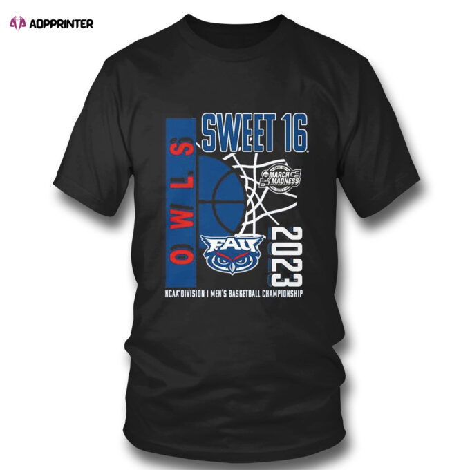 Fau Owls Mens Basketball Ncaa March Madness Sweet Sixteen 2023 T-shirt For Fans