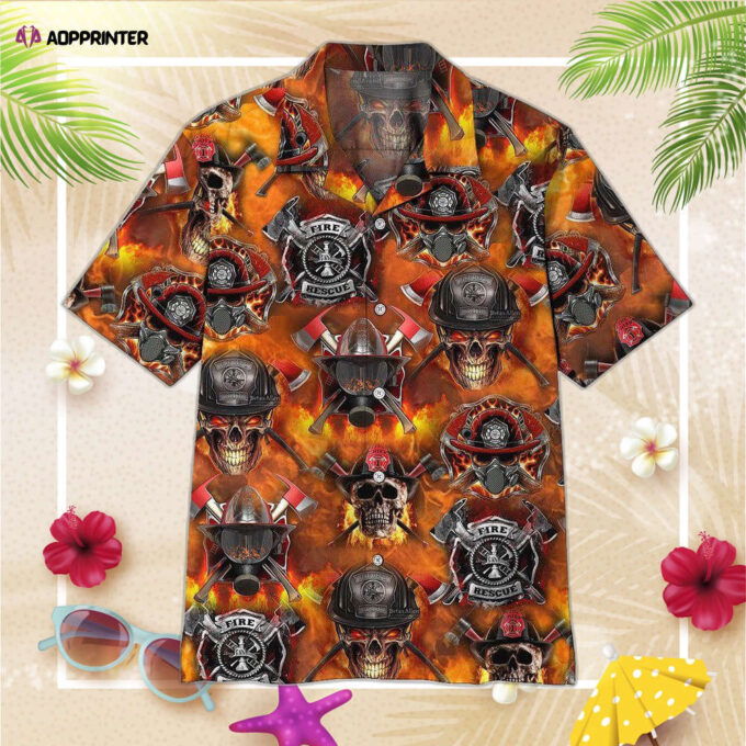 Firefighter Skull Custom Hawaiian Shirt, Gift For Men And Women