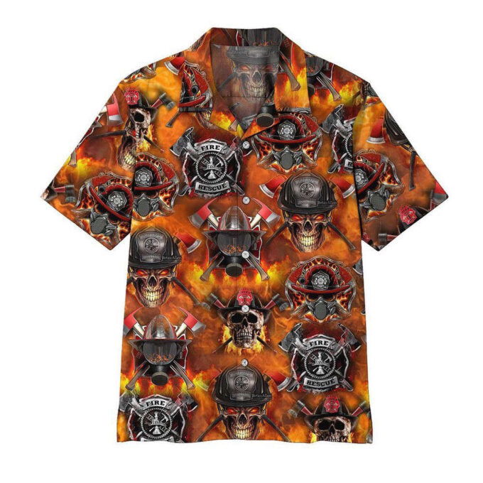 Firefighter Skull Custom Hawaiian Shirt, Gift For Men And Women
