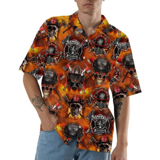 Firefighter Skull Custom Hawaiian Shirt, Gift For Men And Women
