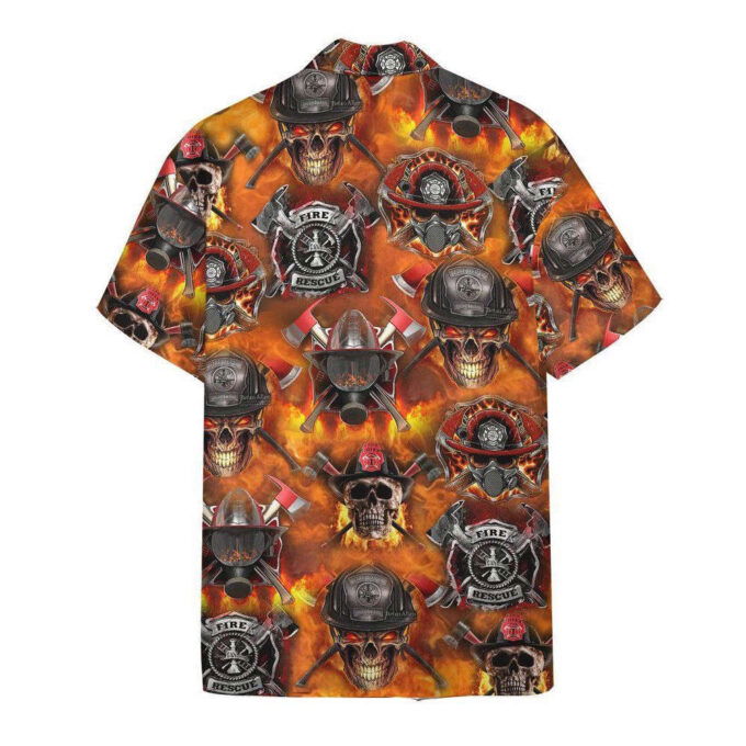 Firefighter Skull Custom Hawaiian Shirt, Gift For Men And Women