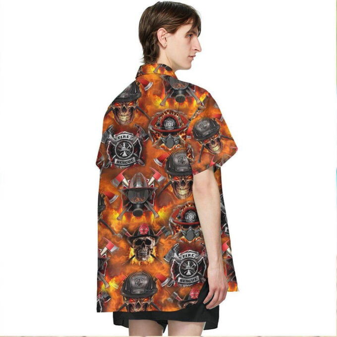 Firefighter Skull Custom Hawaiian Shirt, Gift For Men And Women