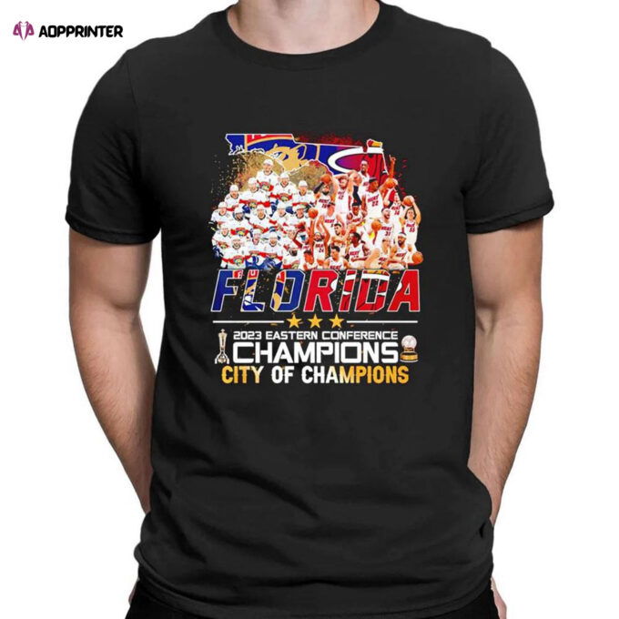 Flodira Panthers And Miami Heat Eastern Conference Champions 2023 T-shirt For Fans