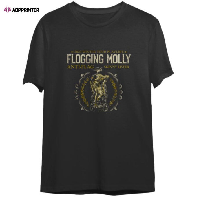 Flogging Molly 2023 Winter Tour T-Shirt, Flogging Molly Band T-Shirt For Men And Women