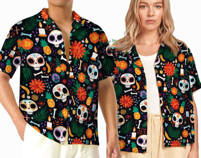 Floral DOTD Skull Hawaiian Shirt, Gift For Men And Women