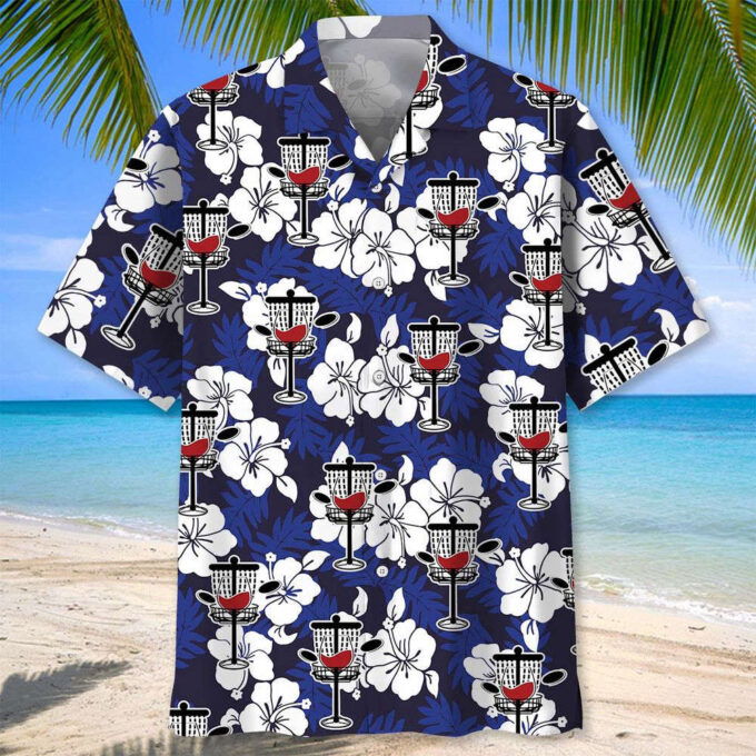 Funny Wine Glass Disc Golf Hawaiian Shirt, Gift For Men Women