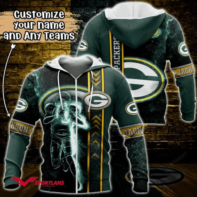 Green Bay Packers NFL Custom Name 3D Hoodie, Best Gift For Men And Women