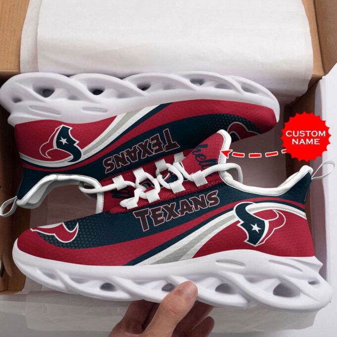 Houston Texans Logo Pattern In Red Custom Name 3D Max Soul Sneaker Shoes  Personalized Shoes For Men Women