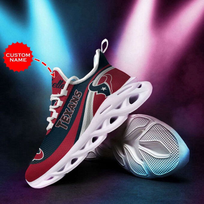 Houston Texans Logo Pattern In Red Custom Name 3D Max Soul Sneaker Shoes  Personalized Shoes For Men Women