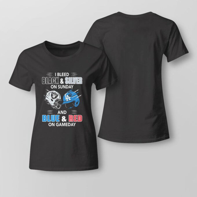I Bleed Black Silver On Sunday Hat And Blue Red On Gameday T-shirt For Fans