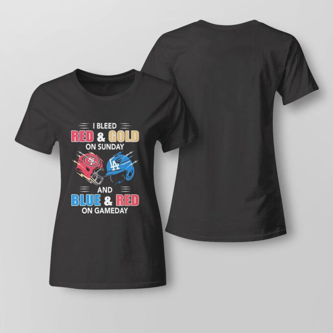 I Bleed Red Gold On Sunday Hat And Blue Red On Gameday T-shirt For Fans