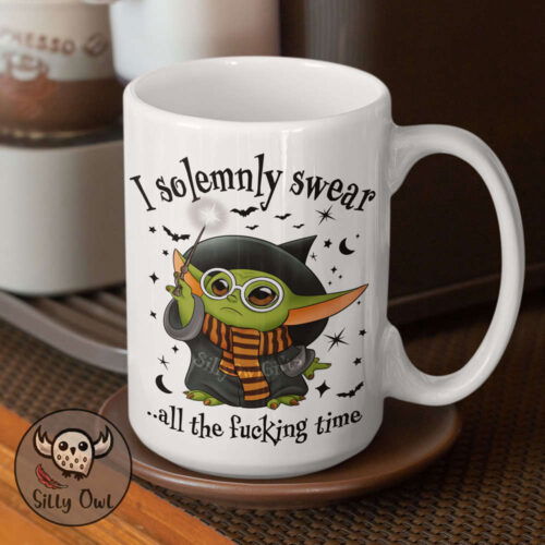 Cart 2 I Solemnly Swear All The Fucking Time Mug, Green Alien Wizard, Star Wars Gifts