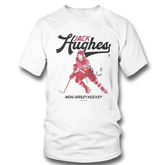 Jack Hughes New Jersey Hockey Center Signature T-shirt For Fans