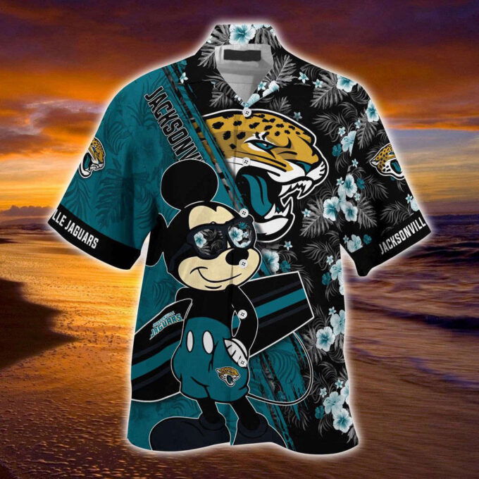 Jacksonville Jaguars NFL-Summer Hawaii Shirt Mickey And Floral Pattern For Sports Fans