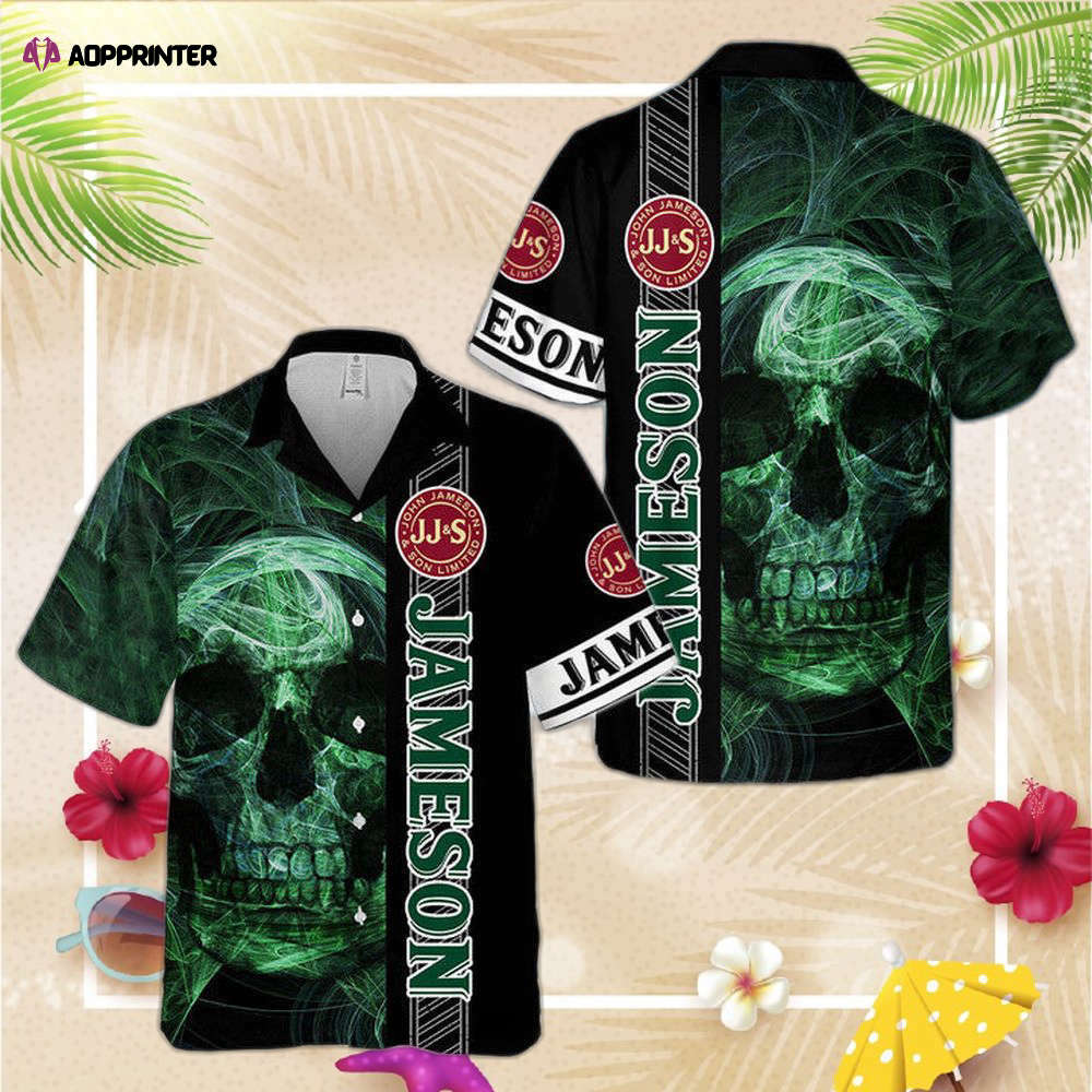 Jameson Irish Whiskey Smoky Green Skull Hawaiian Shirt For Men And Women Jameson Irish Whiskey Smoky Green Skull Hawaiian Shirt For Men And Women