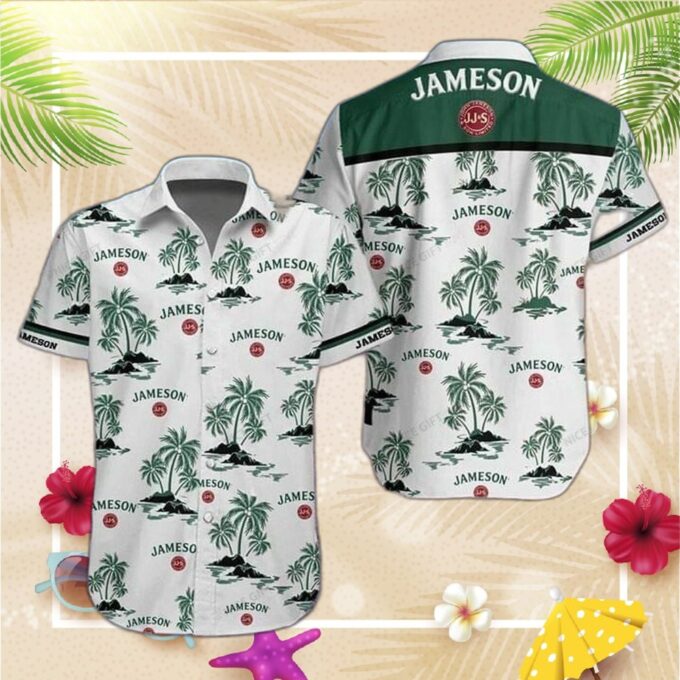 Jameson Irish Whiskey White With Green Hawaiian Shirt For Men Women