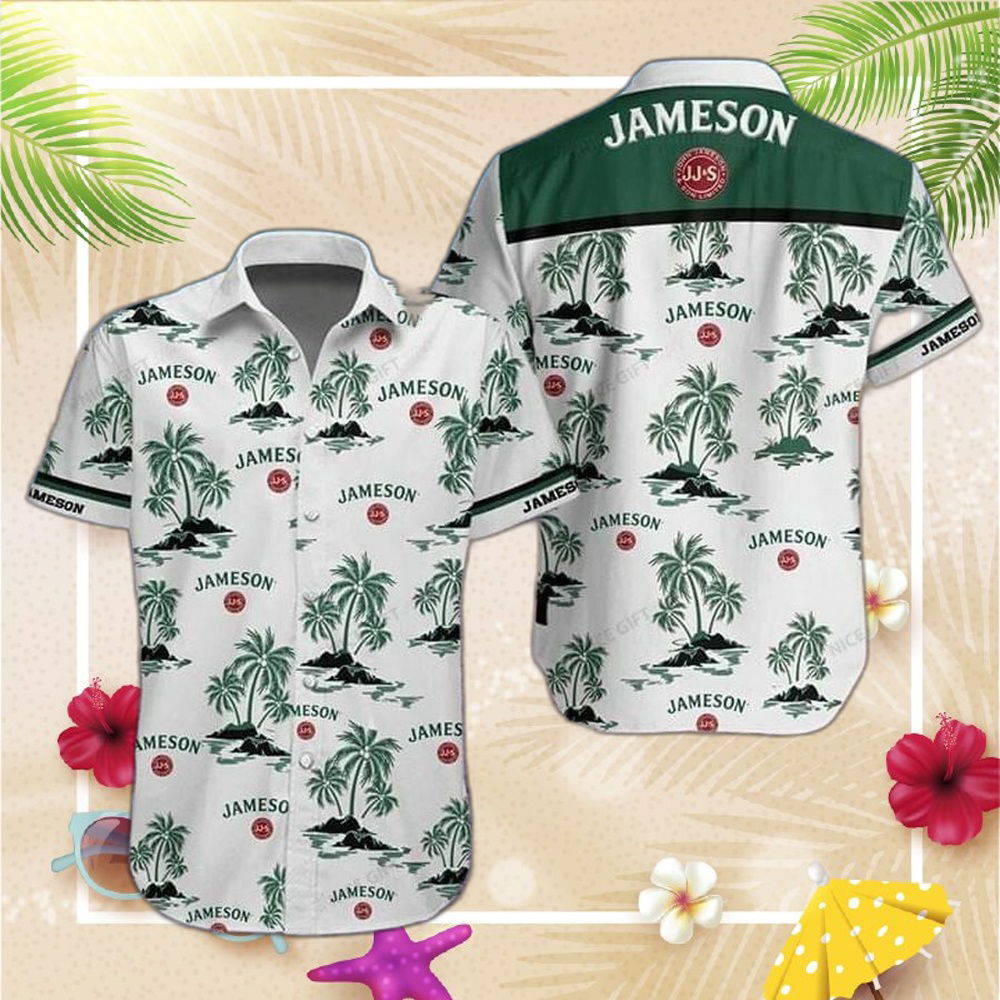 Jameson Irish Whiskey White With Green Hawaiian Shirt For Men Women Jameson Irish Whiskey White With Green Hawaiian Shirt For Men Women