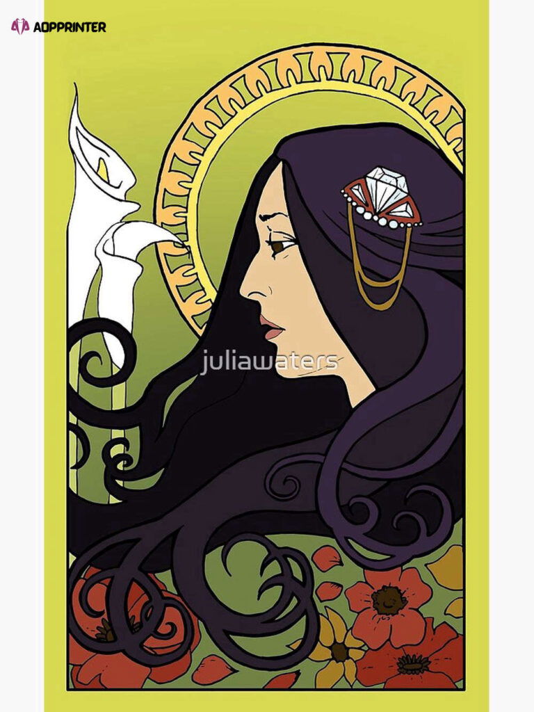 Joan Baez – Alphonse Mucha Floral Art Nouveau Drawing Premium Matte Vertical Poster Joan Baez – Alphonse Mucha Floral Art Nouveau Drawing Premium Matte Vertical Poster
