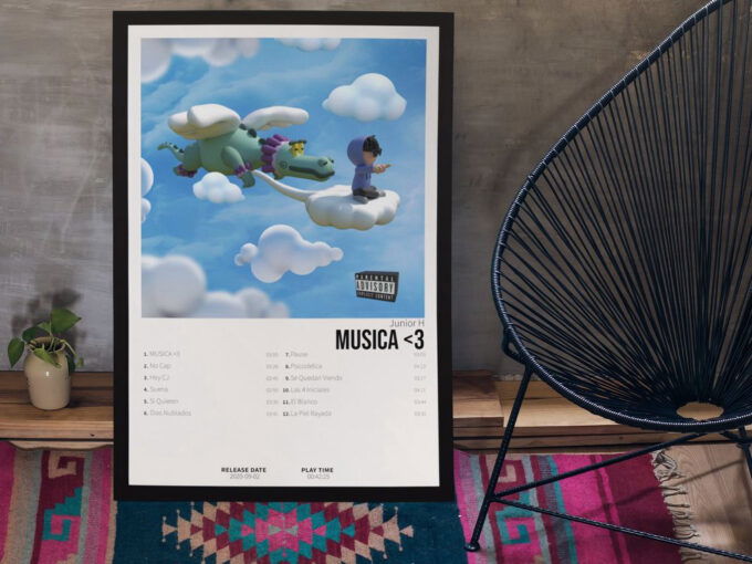 Junior H – Musica <3 | Album Cover Poster – Gift For Home Decoration For Wall Art