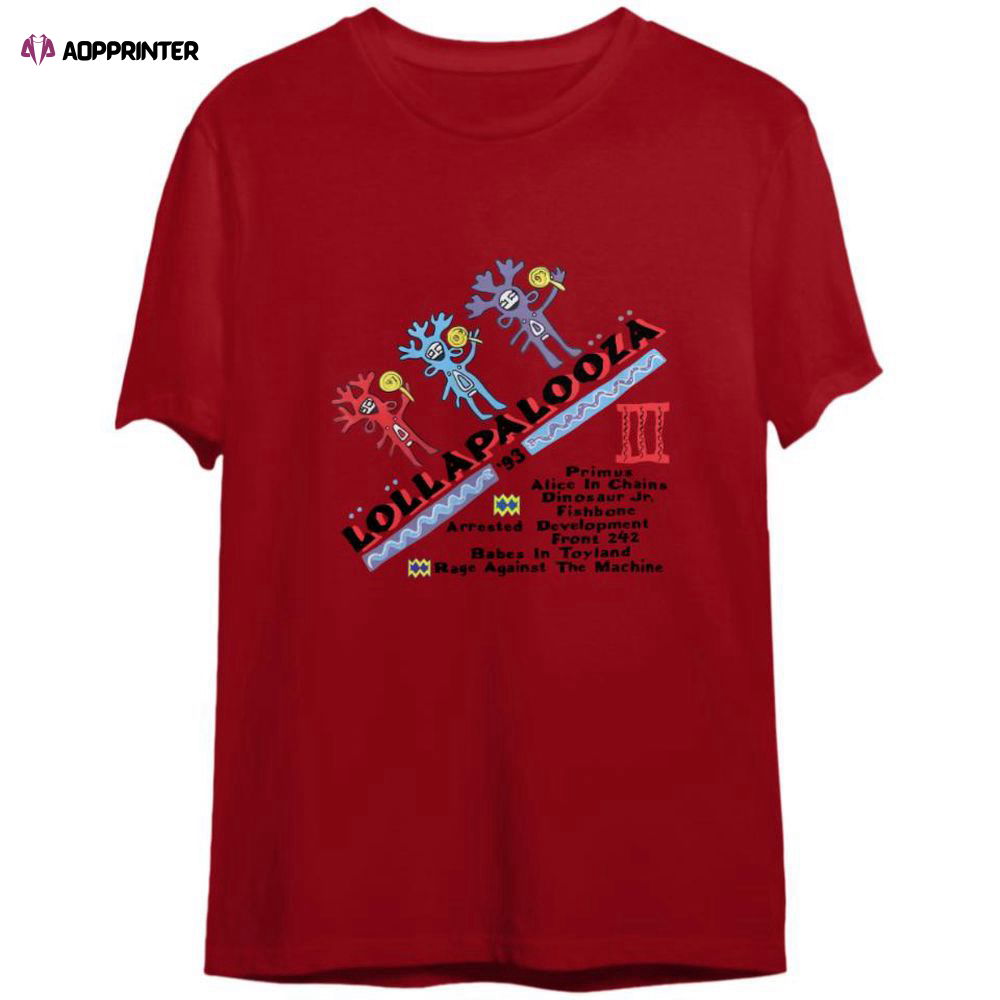 Lollapalooza T-Shirt, Vintage 1993 Lollapalooza Tour T-Shirt, For Men And Women Lollapalooza T-Shirt, Vintage 1993 Lollapalooza Tour T-Shirt, For Men And Women