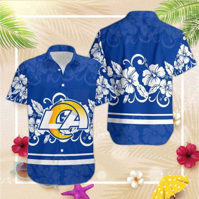 Los Angeles Rams Hibiscus Flowers Hawaii Shirt and Shorts Summer Colle